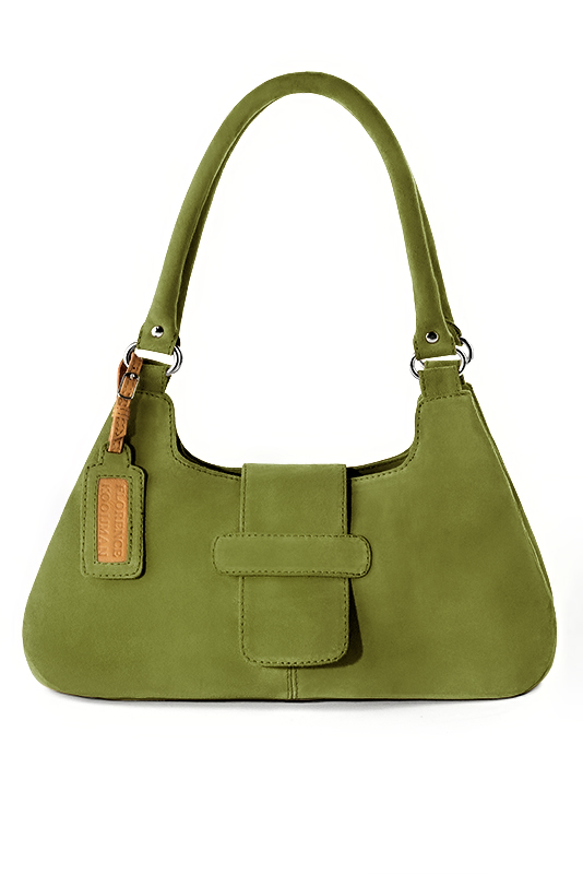 Sac porté à l'épaule habillé femme en cuir vert pistache - Vue du dessus