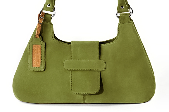 Sac porté à l'épaule habillé femme en cuir vert pistache - Vue de profil