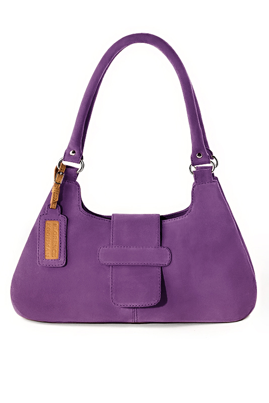 Sac porté à l'épaule habillé femme en cuir violet améthyste - Vue du dessus