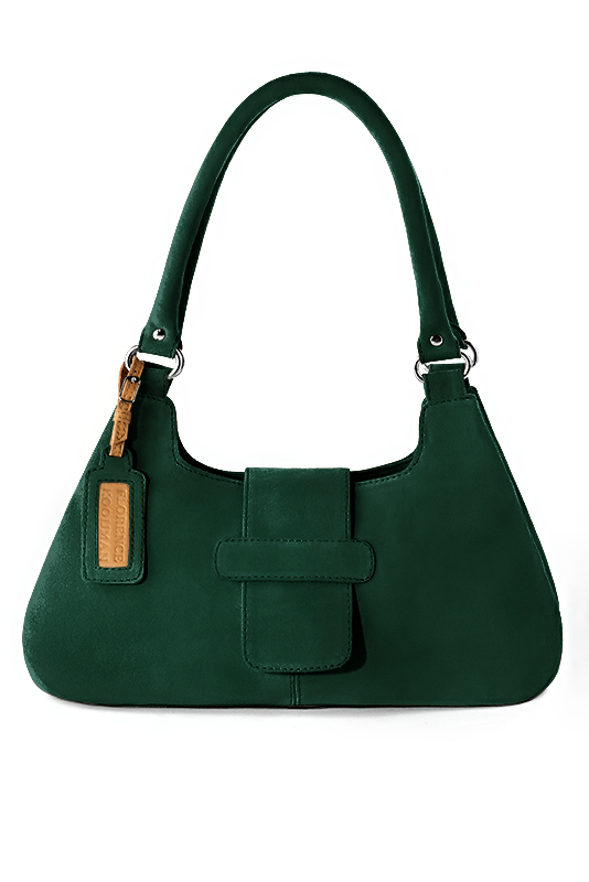 Sac porté à l'épaule habillé femme en cuir vert bouteille - Vue du dessus