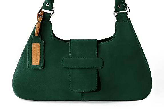 Sac porté à l'épaule habillé femme en cuir vert bouteille - Vue de profil