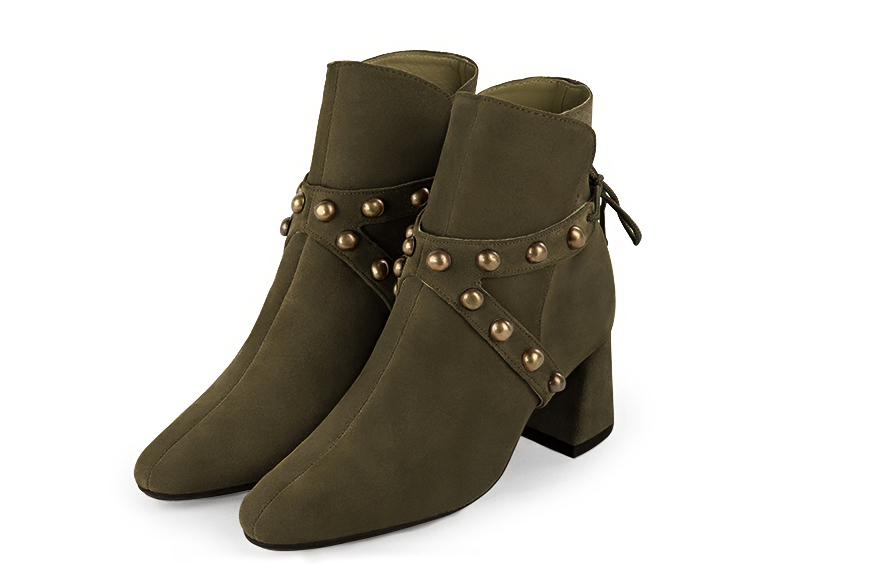 Sac porté à l'épaule habillé femme en cuir vert kaki - Vue arrière