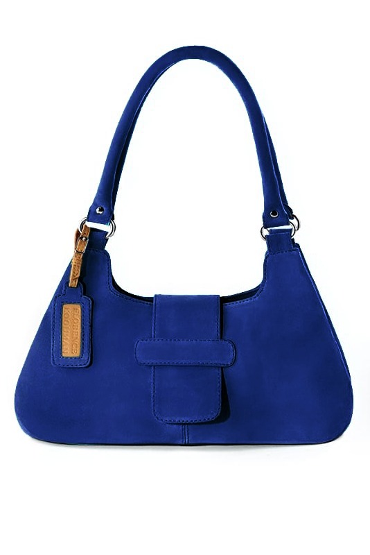 Sac porté à l'épaule habillé femme en cuir bleu électrique - Vue du dessus