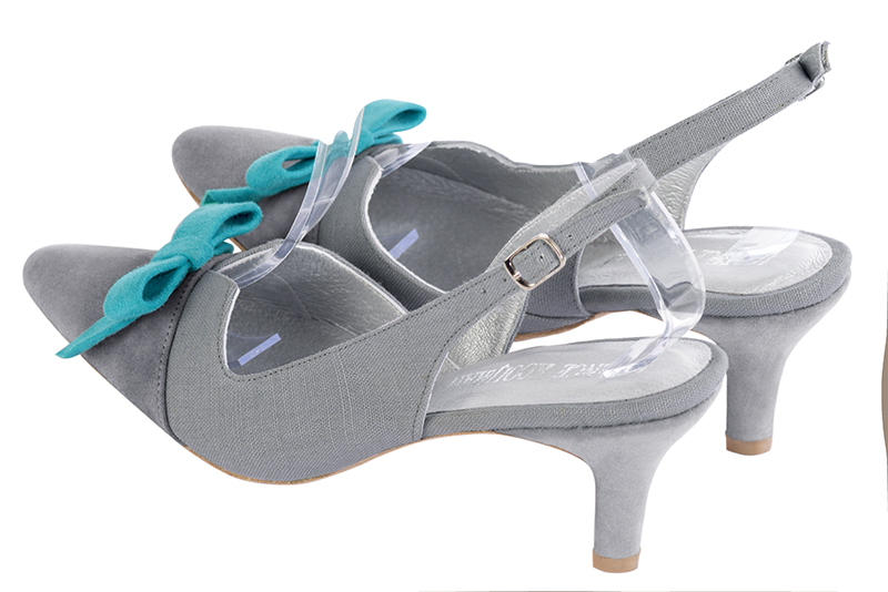 Chaussure femme à brides :  couleur gris souris. Bout effilé. Talon mi-haut fin. Vue arrière - Florence KOOIJMAN
