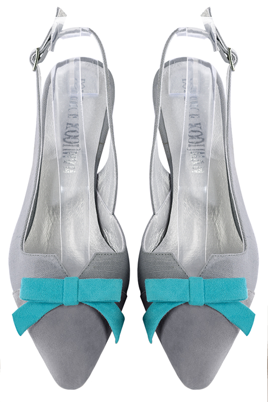 Chaussure femme à brides :  couleur gris souris. Bout effilé. Talon mi-haut fin. Vue du dessus - Florence KOOIJMAN
