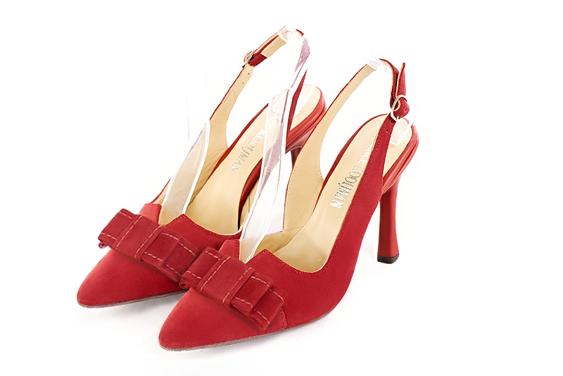Chaussure femme à brides :  couleur rose fuchsia. Bout effilé. Talon mi-haut bobine Vue avant - Florence KOOIJMAN