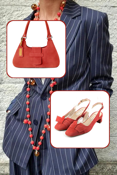 Escarpins bride arrière rouge coquelicot. Bout carré. Talon trotteur de 3.5 cm - Vue du dessus