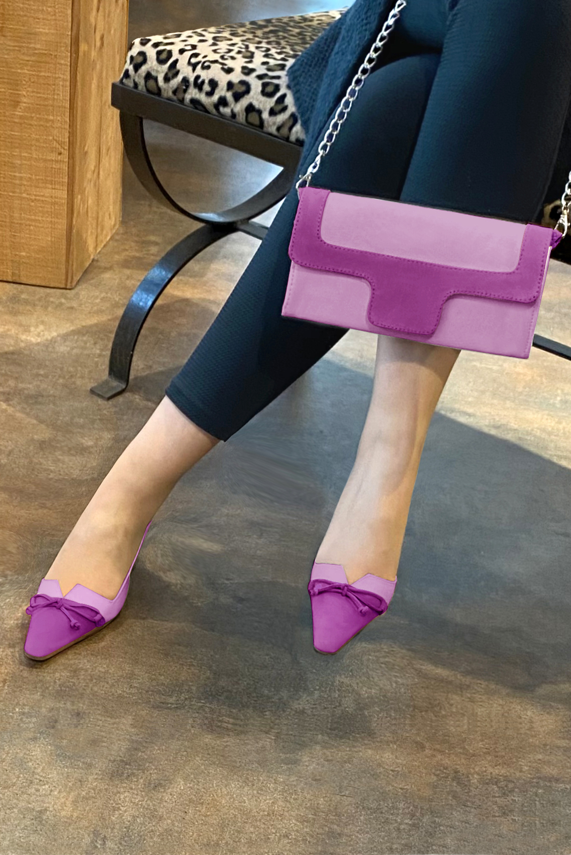 Arrières ouverts, pochette et ceinture assorties couleur violet mauve - Florence KOOIJMAN