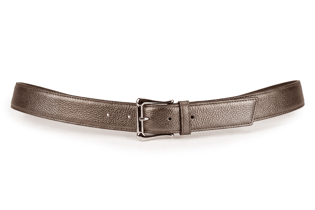 Ceinture femme habillée sur mesure en cuir bronze - Vue de profil