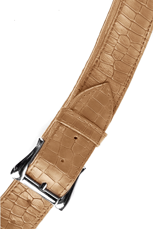 Ceinture femme  beige camel. Personnalisation. Vue du dessus - Florence KOOIJMAN