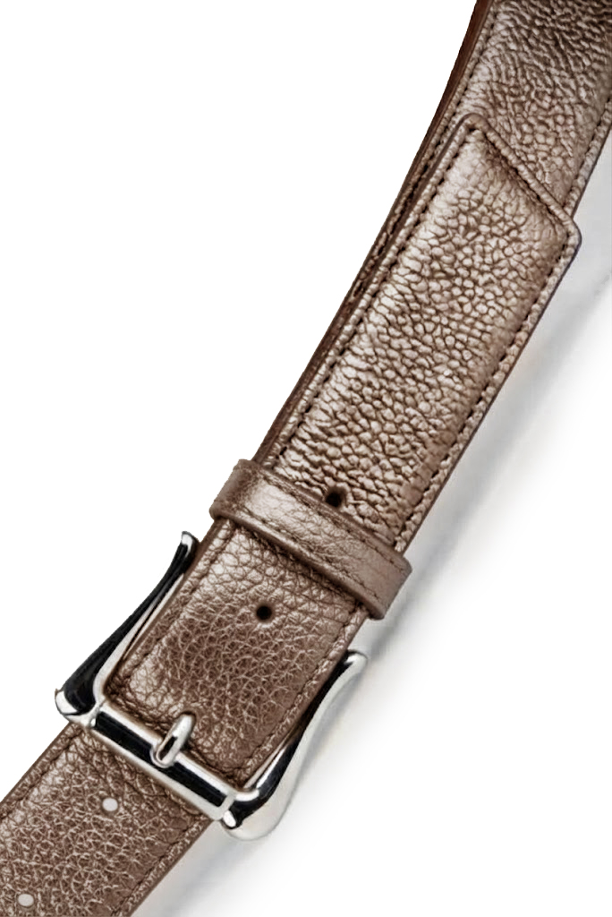 Ceinture femme habillée sur mesure en cuir bronze - Vue du dessus