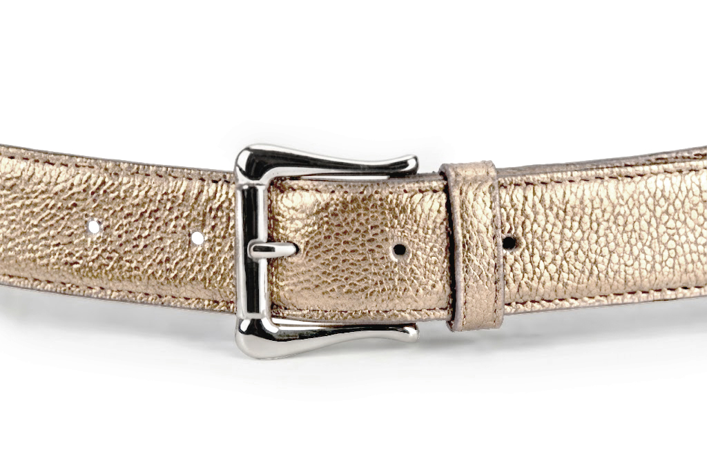 Ceinture sur mesure pour femme en cuir doré - Vue avant