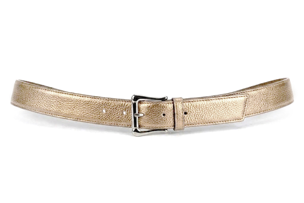 Ceinture sur mesure pour femme en cuir doré - Vue de profil