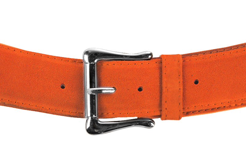 Elégante ceinture femme sur mesure orange clémentine - Vue avant