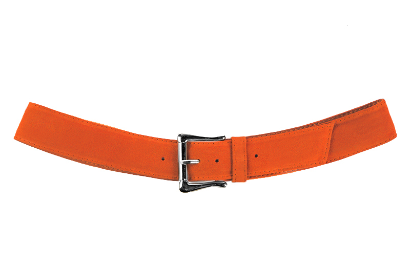 Elégante ceinture femme sur mesure orange clémentine - Vue de profil