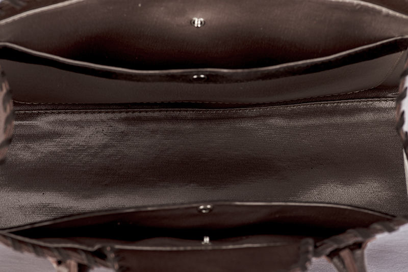 Sac cabas habillé femme en cuir marron ébène - Vue arrière