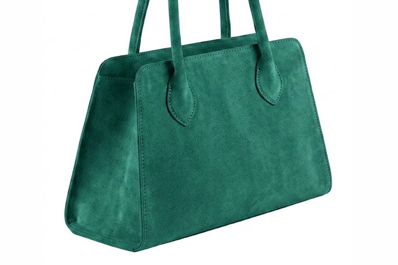 Sac cabas habillé femme en cuir vert émeraude - Vue avant