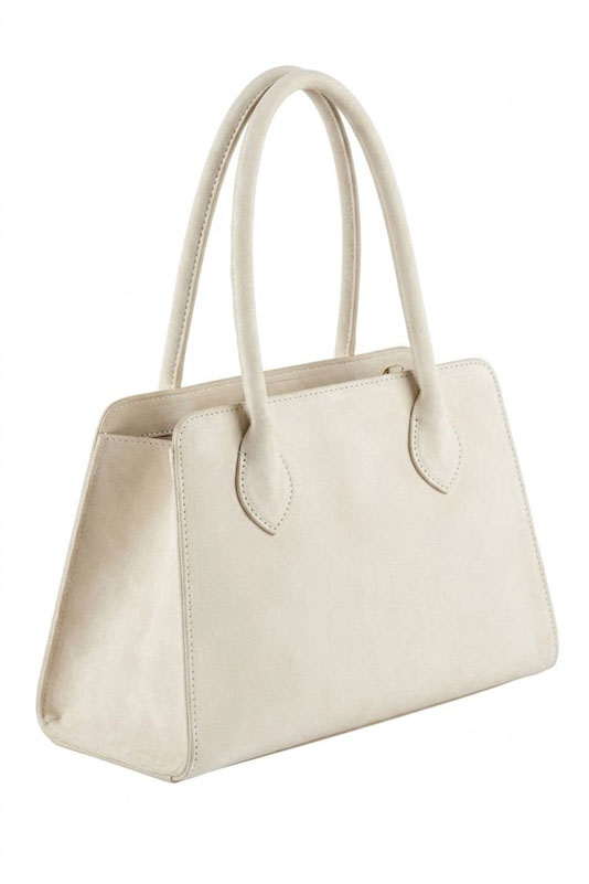 Sac à main habillé en cuir beige vanille - Vue du dessus