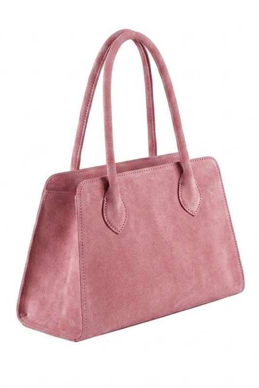 Sac à main habillé en cuir rose camélia - Vue du dessus