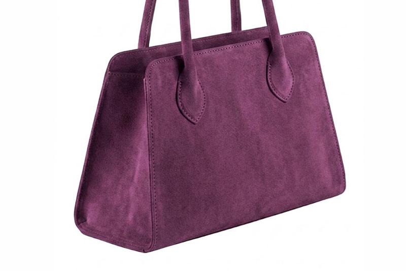 Sac cabas habillé femme en cuir violet myrtille - Vue avant