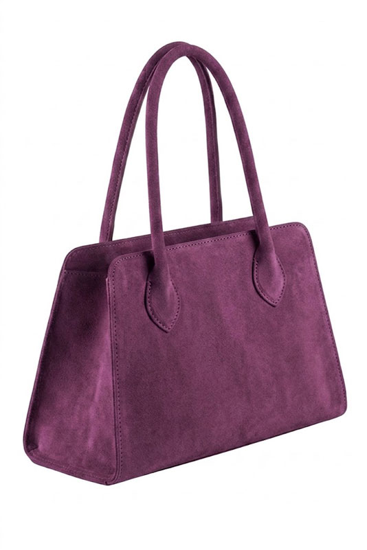 Sac cabas habillé femme en cuir violet myrtille - Vue du dessus