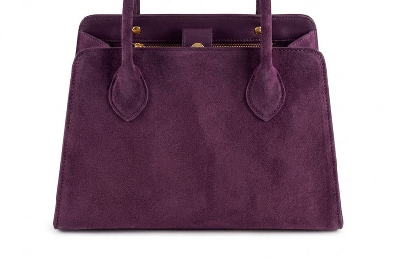 Sac cabas habillé femme en cuir violet myrtille - Vue de profil