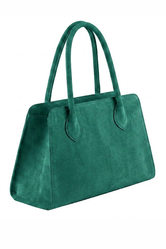 Sac cabas habillé femme en cuir vert émeraude - Vue du dessus