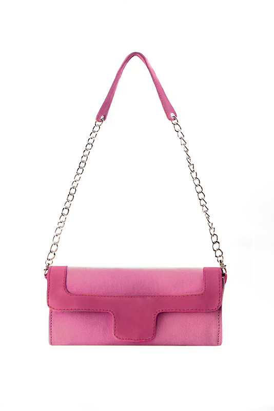 Escarpins bride arrière avec un noeud rose fuchsia et rose pétunia. Bout rond. Talon évasé de 3.5 cm - Vue porté