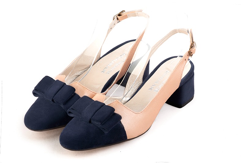 Chaussure femme à brides :  couleur bleu électrique et or doré. Vue avant - Florence KOOIJMAN