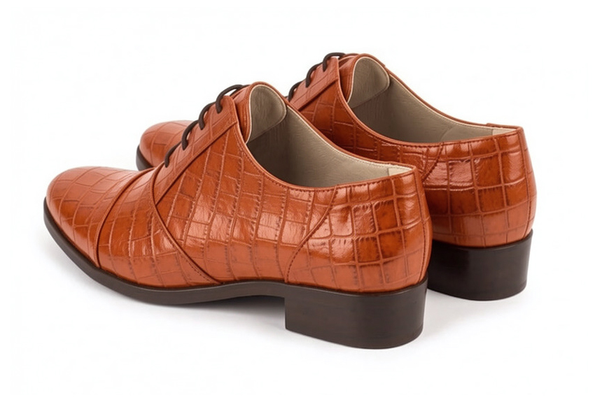 Derbies essentiels pour femme en cuir terracotta avec bout rond et semelle crantée en gomme - Vue arrière