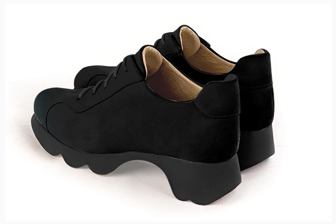 Chaussure femme à lacets : Derby sport couleur noir mat.. Vue arrière - Florence KOOIJMAN