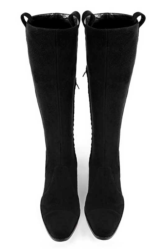 Bottes cavalière femme sur mesure noir mat. Bout rond. Talon bottier de 4.5 cm - Vue du dessus
