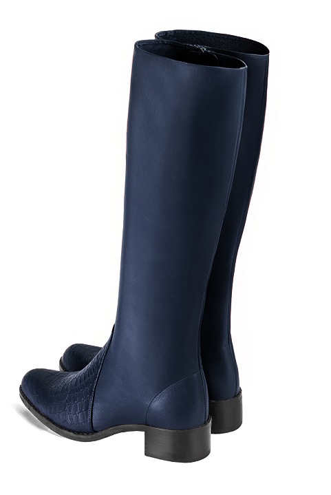 Navy leather knee boots deals