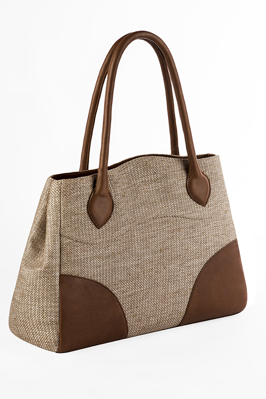 Luxueux grand sac à main, élégant et raffiné, coloris marron caramel. Personnalisation : Choix des cuirs et des couleurs. - Florence KOOIJMAN