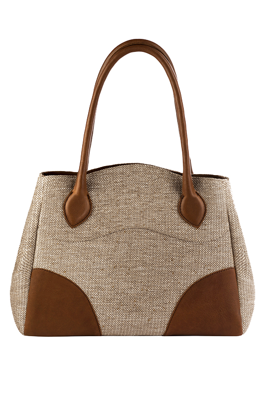 Pochette femme habillée  marron caramel pour mariage, cérémonies et soirées. 
            Personnalisation. Vue du dessus - Florence KOOIJMAN