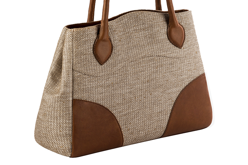 Pochette femme habillée  marron caramel pour mariage, cérémonies et soirées. 
            Personnalisation Vue avant - Florence KOOIJMAN