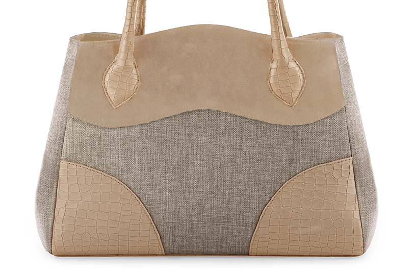 Sac à main  beige naturel haut de gamme. Personnalisation. Vue de profil - Florence KOOIJMAN