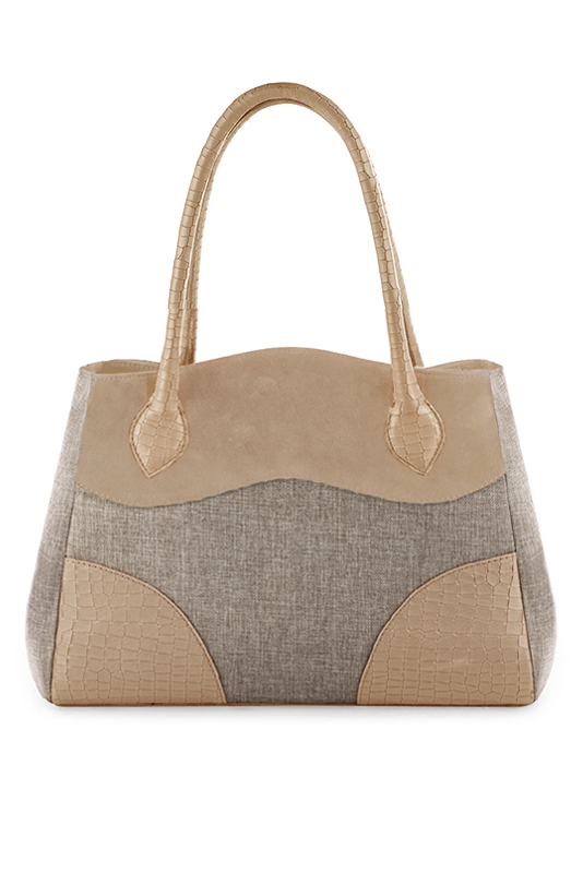 Sac à main  beige naturel haut de gamme. Personnalisation. Vue du dessus - Florence KOOIJMAN