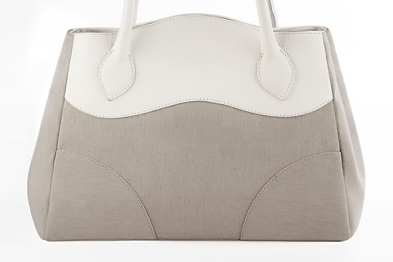 Luxueux grand sac à main or et blanc cassé - Vue de profil