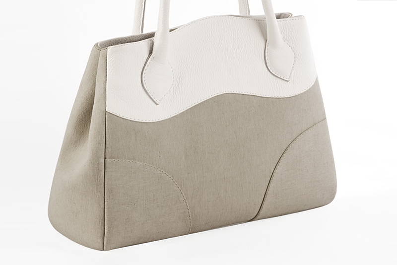 Luxueux grand sac à main or et blanc cassé - Vue avant