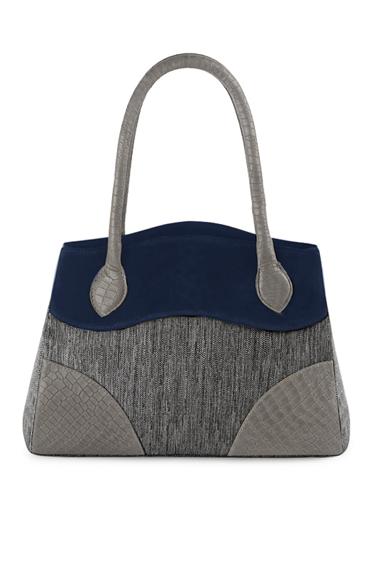 Sac à main  gris acier et bleu marine haut de gamme. Personnalisation. Vue du dessus - Florence KOOIJMAN