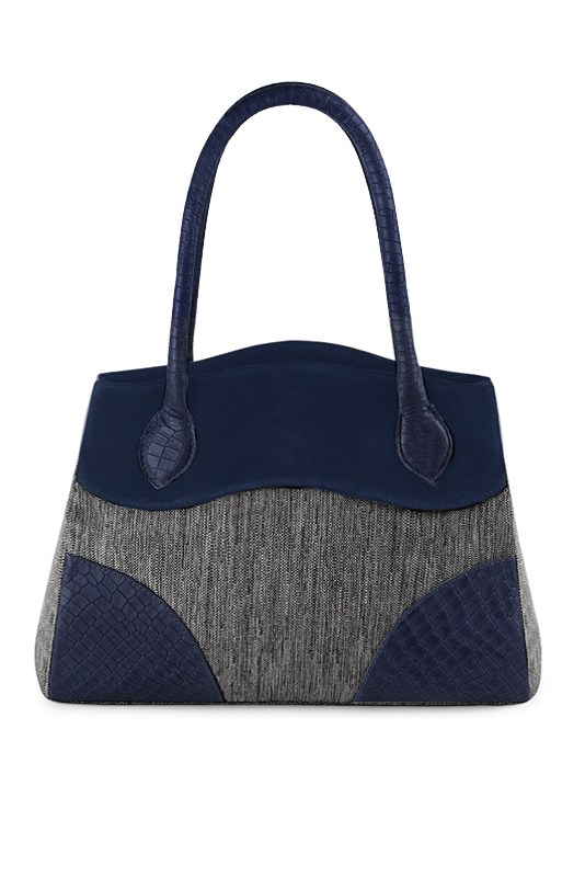 Sac à main  gris acier et bleu marine haut de gamme. Personnalisation. Vue du dessus - Florence KOOIJMAN