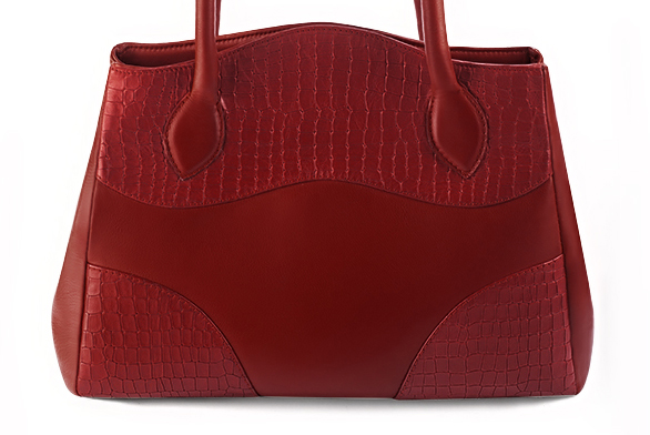 Luxueux grand sac à main, élégant et raffiné, coloris rouge coquelicot. Personnalisation : Choix des cuirs et des couleurs. - Florence KOOIJMAN