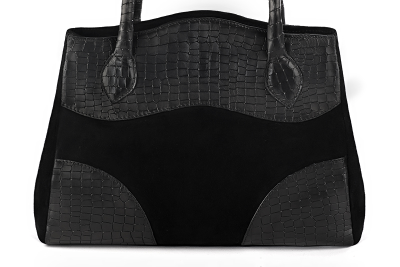 Luxueux grand sac à main, élégant et raffiné, coloris noir mat. Personnalisation : Choix des cuirs et des couleurs. - Florence KOOIJMAN