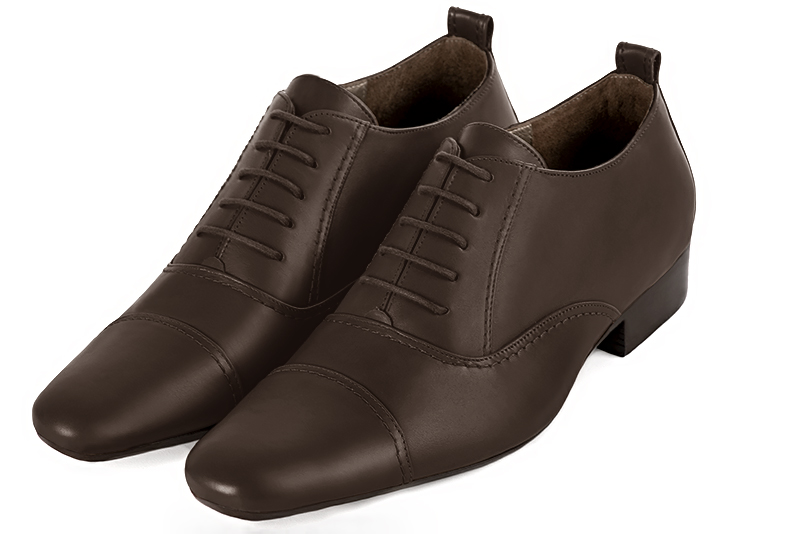 Chaussures homme à lacets type derbies ou richelieux :  couleur marron ébène. Semelle cuir talon plat. Bout rond - Florence KOOIJMAN