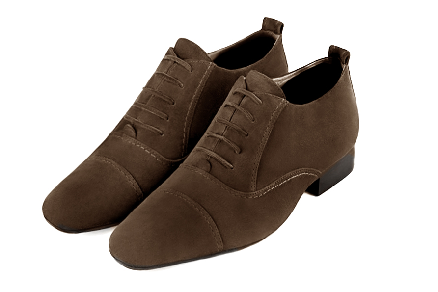 Chaussures homme à lacets type derbies ou richelieux :  couleur marron chocolat. Semelle cuir talon plat. Bout rond - Florence KOOIJMAN