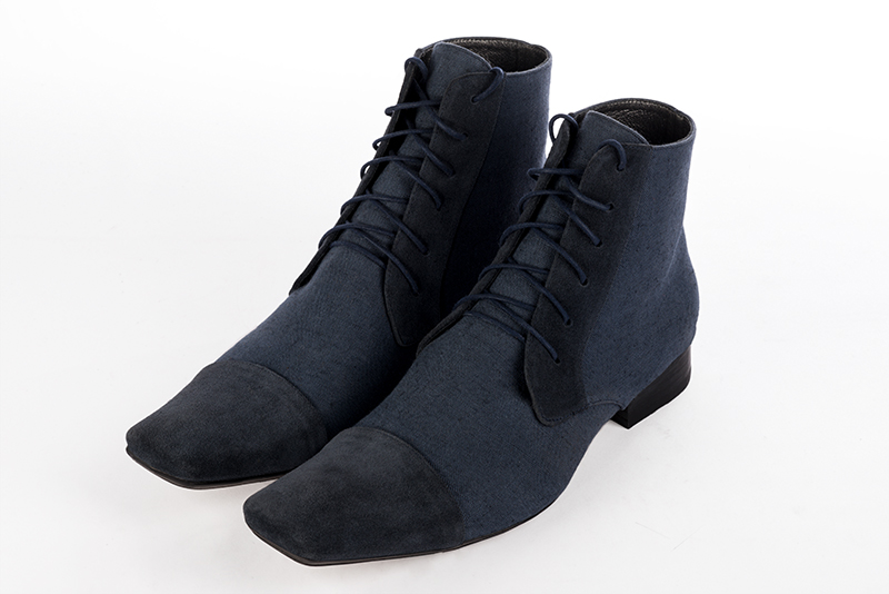 Boots homme : Bottines et boots homme élégantes et raffinées en couleur et bleu denim.. Vue avant - Florence KOOIJMAN