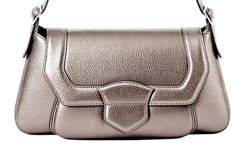 Petit sac porté à l'épaule pour femme en cuir bronze - Vue de profil