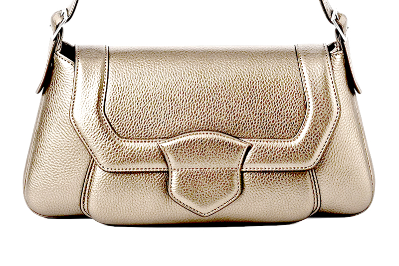 Petit sac porté à l'épaule pour femme en cuir sable - Vue de profil