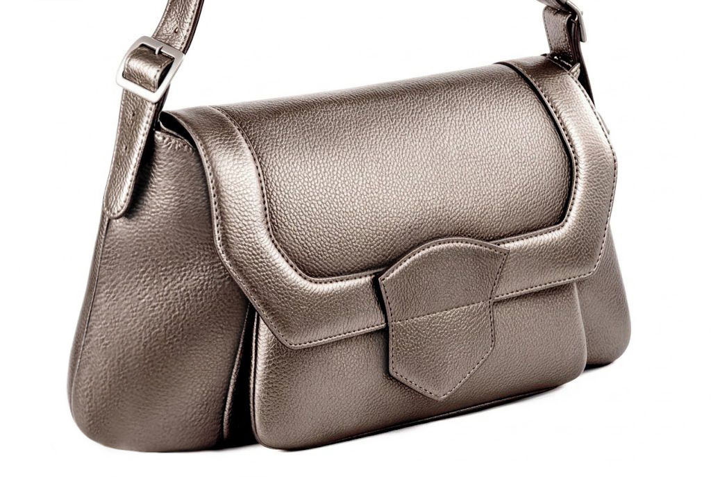 Petit sac porté à l'épaule pour femme en cuir bronze - Vue avant